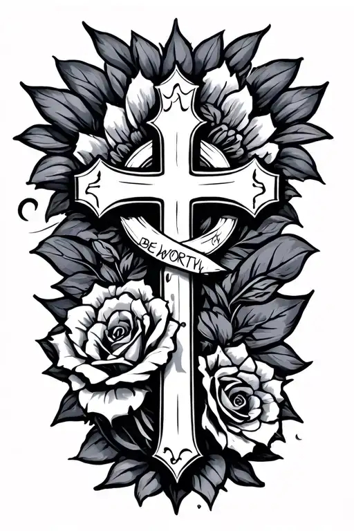 be worthy with cross tattoo design idea