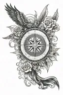 nautical compass, pheonix, DaVinci, north star, Geranium tattoo design idea
