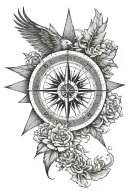 nautical compass, pheonix, DaVinci, north star, Geranium tattoo design idea