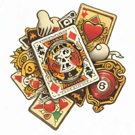 bingo and playing cards tattoo design idea