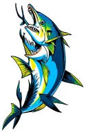 yellowfin tuna fish jumping tattoo design idea