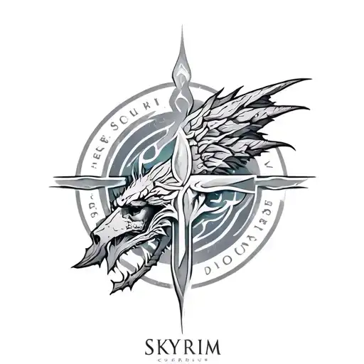 the elder scrolls Skyrim Logo tattoo design idea