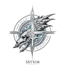 the elder scrolls Skyrim Logo tattoo design idea