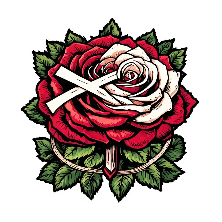 cross rose infinity symbol incorporated tattoo design idea