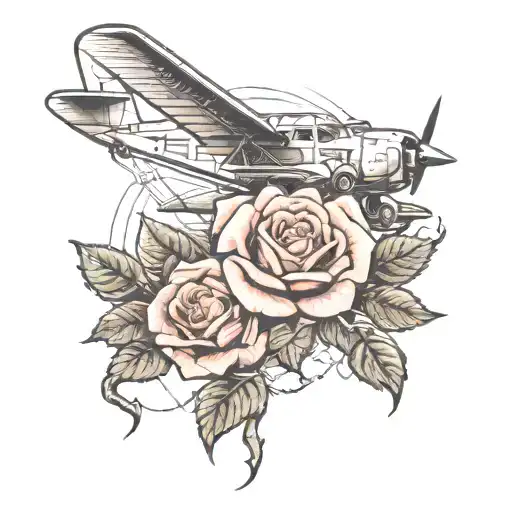 roses of man in aviation themed tattoo featuring tattoo design idea