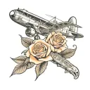 roses of man in aviation themed tattoo featuring tattoo design idea