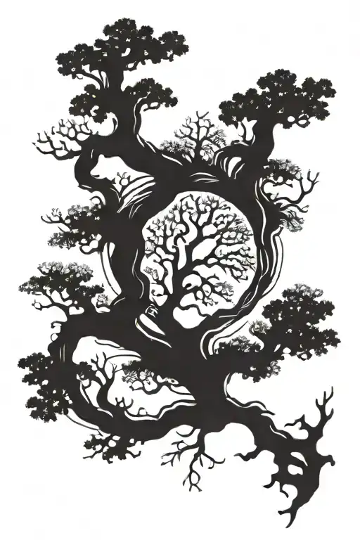 oak tree intertwined represents factors like money success family. Tie in other key aspects of these factors to enhance tattoo design idea