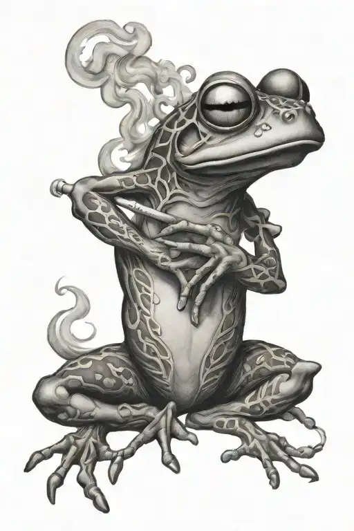 Smoking Fierce Frog tattoo design idea