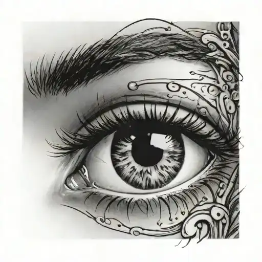 eye with a question mark within the iris tattoo design idea