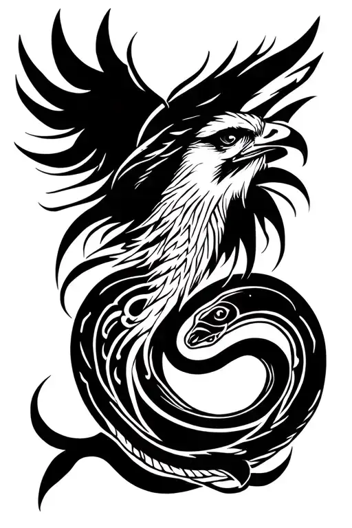 virgo, hawk and mole snake  tattoo design idea