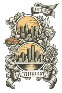 Detroit skyline tattoo design idea
