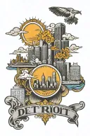 Detroit skyline tattoo design idea