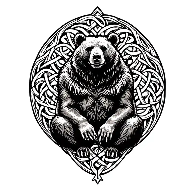 celtic bear add cardinal sitting tattoo design idea