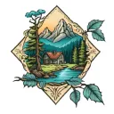 blue ridge mountains tattoo design idea