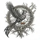 Phoenix Bird Inside A Tree Of Life tattoo design idea