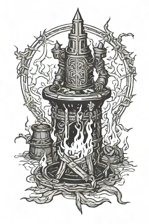 dark souls bonfire medieval style tattoo tattoo design idea