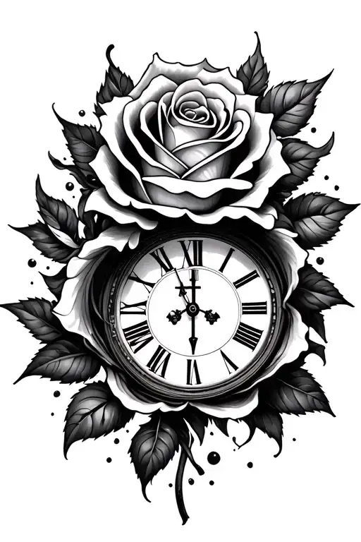 rose,Christianity, clock eye popping quotes incorporated tattoo design idea