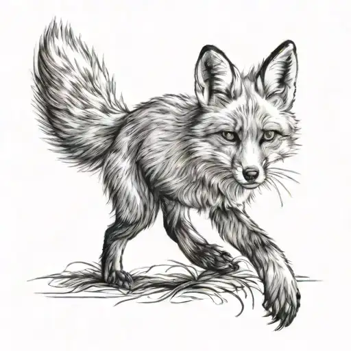 fox with number XX  tattoo design idea