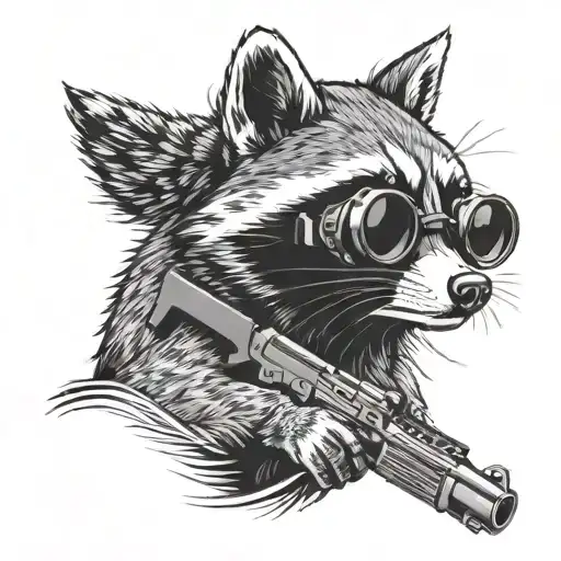 raccoon with gun tattoo design idea