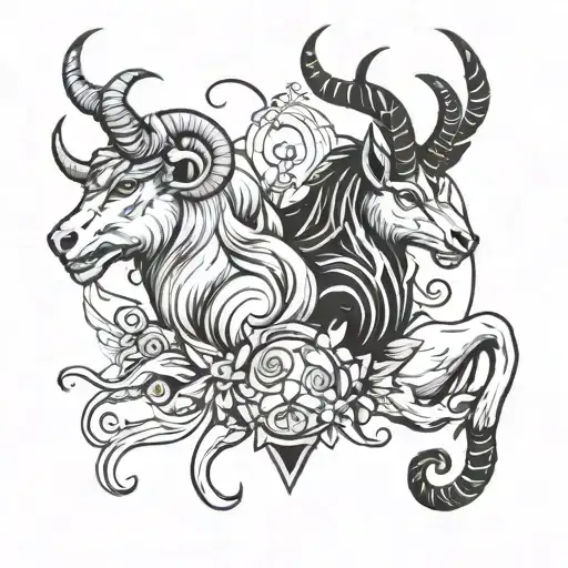 leo and capricorn  tattoo design idea