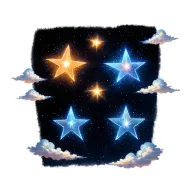 5 identical stars 4 different a61 shooting star with 9 clouds surrounding tattoo design idea