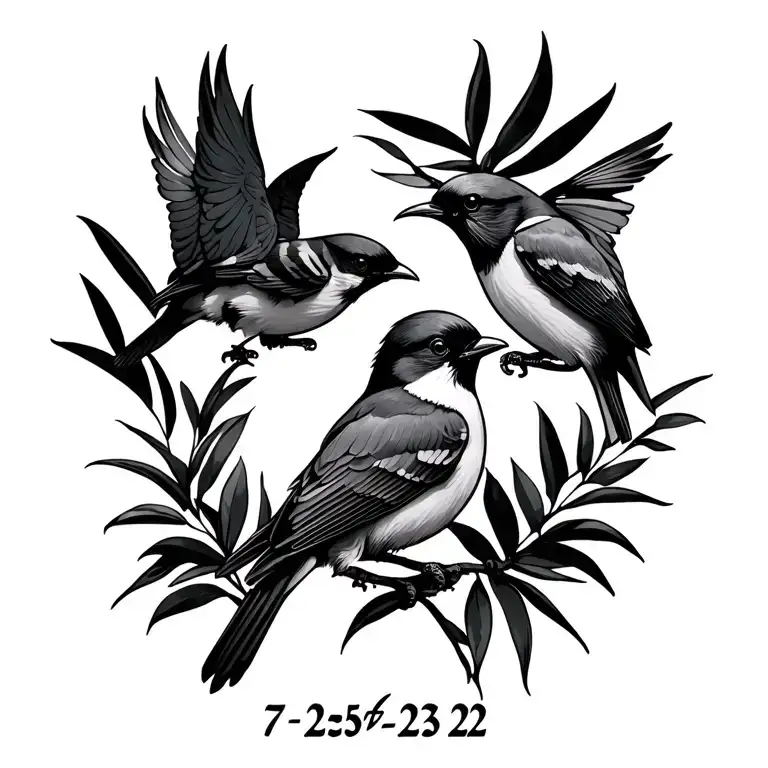 Design a tattoo that incorporates  Jamaican three little birds with date 7-25-22 tattoo design idea