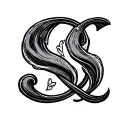 the initials c, s, and w connected in cursive tattoo design idea
