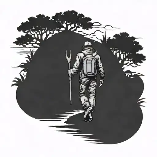 Hunter walking away tattoo design idea