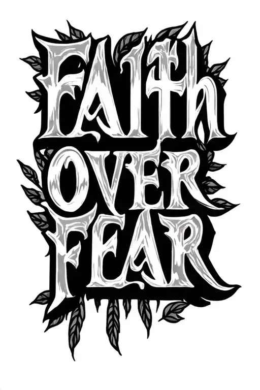 Faith Over Fear In Hebrew letters tattoo design idea