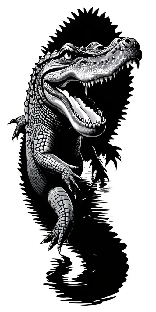 alligator swamp scene depicted tattoo design idea