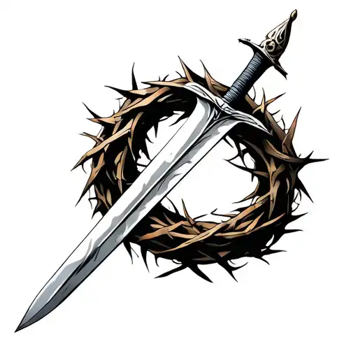 Sword With Crown Of Thorns tattoo design idea