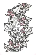 Cloud Japanese Leafs Cherry tattoo design idea