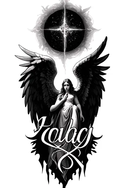 fallen angel prayer script tattoo design idea
