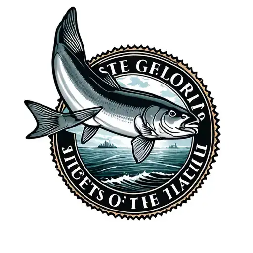 great seal of the state of florida with a snook realism ocean tattoo design idea