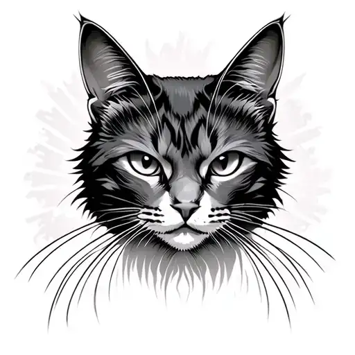 mean and intense cat tattoo design idea