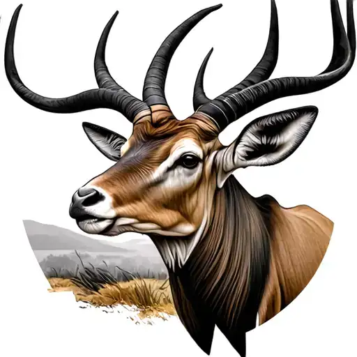 giant eland with zimbawean themes in the style of realism tattoo design idea
