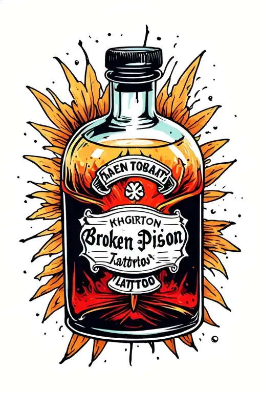 Broken poison bottle tattoo design idea