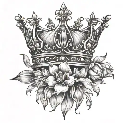 crown and tulips tattoo design idea