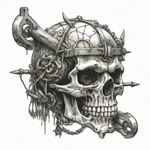 libra skull punk barb wire tattoo design idea