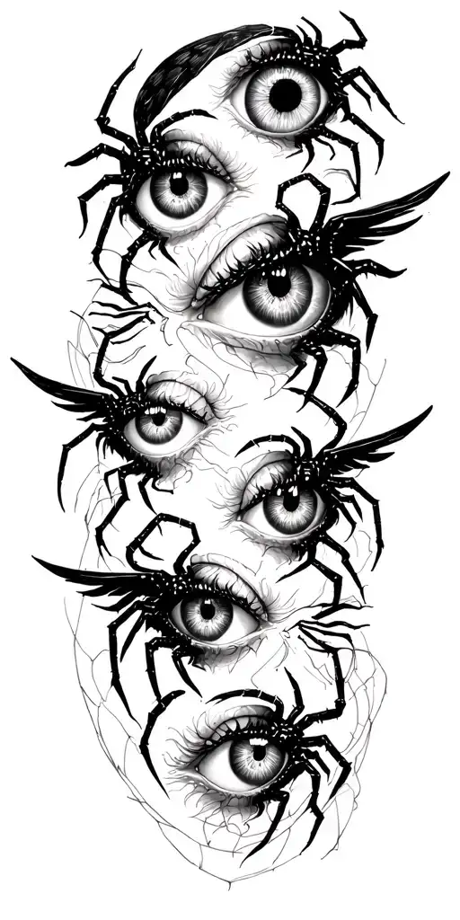 edgy tattoo design combining spiders angels eyes tattoo design idea