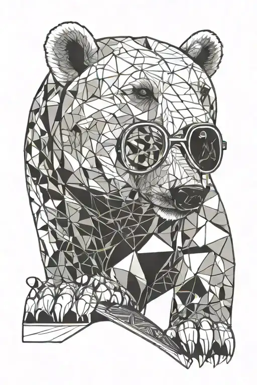 Polar bear with ski goggles carries a snowboard tattoo design idea