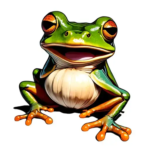 frog made of garlic bulbs tattoo design idea