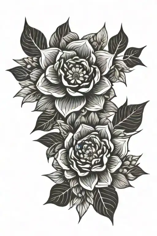 blackout floral tattoo design idea