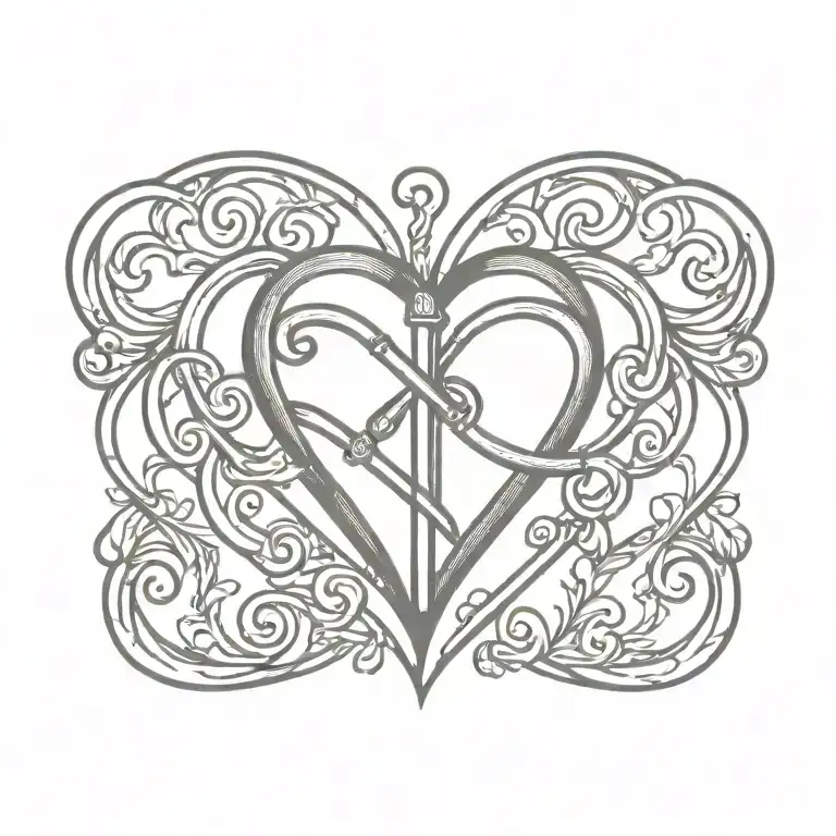 heart with key lock  tattoo design idea
