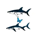 sharks and butterflies flying together tattoo design idea