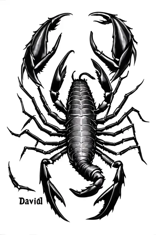 symbolic/abstrac featuring: Scorpio theme, "David", (26/10/07) (XXVI·X·MMVII) subtle UK/Cheshire detail, tattoo design idea