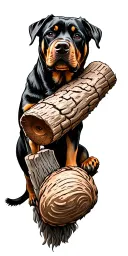 rottweiler with a log cain going up arm tattoo design idea
