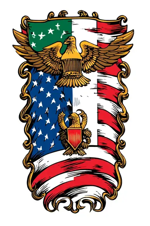 Italian flag, American Flag, Air Force security forces badge  tattoo design idea