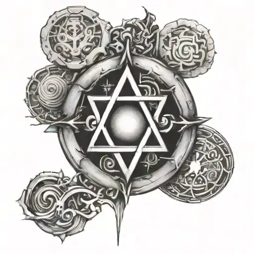 god symbol in alchemy tattoo design idea