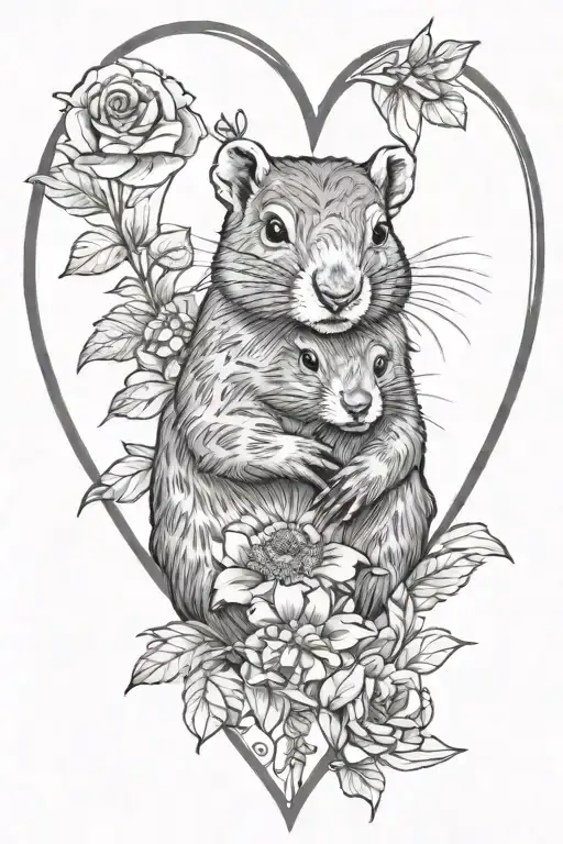 groundhog flowers heart tattoo design idea